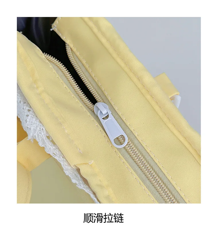 College Style Girl Crossbody Bags Transparent Pocket Solid Color Itabag Large Capacity Shoulder Lace Cotton Dolls Daily Outfit
