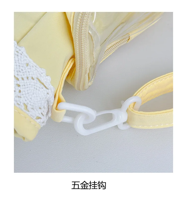 College Style Girl Crossbody Bags Transparent Pocket Solid Color Itabag Large Capacity Shoulder Lace Cotton Dolls Daily Outfit