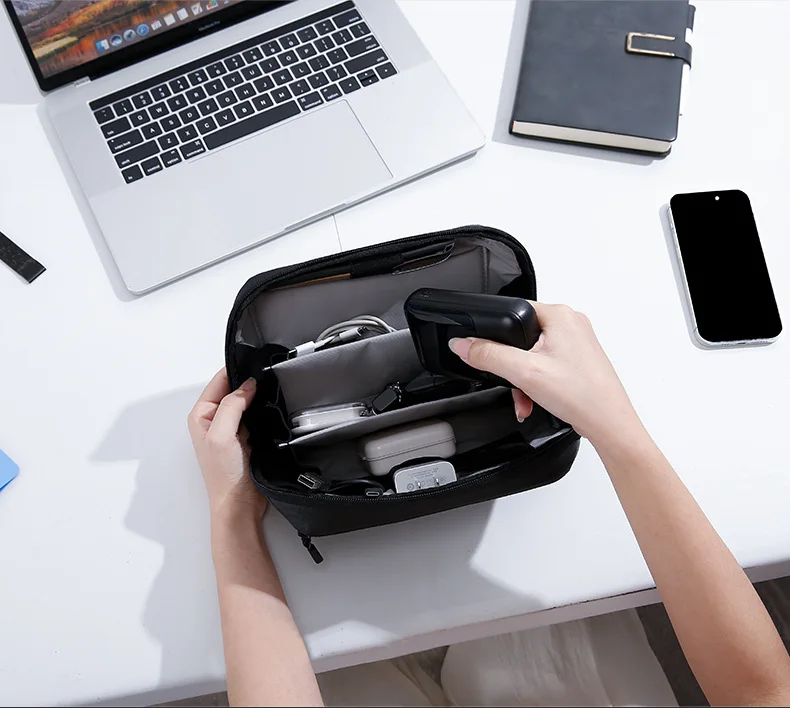 BANGE Multi-Layers Tech Pouch Oxford Warerproof Organizer Case Portable Data Cable Storage Bag Gadget Bag for Travel USB Charger