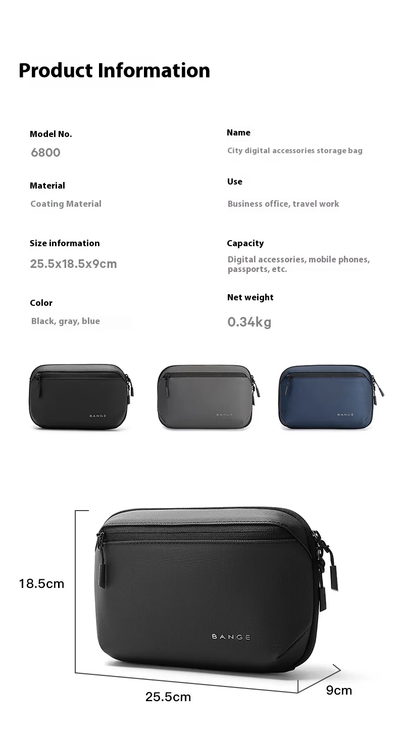 BANGE Multi-Layers Tech Pouch Oxford Warerproof Organizer Case Portable Data Cable Storage Bag Gadget Bag for Travel USB Charger