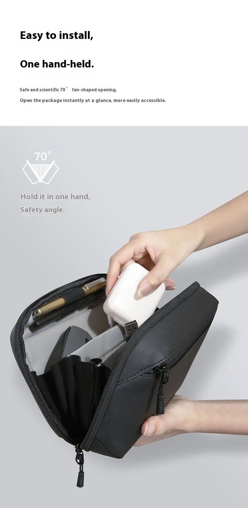 BANGE Multi-Layers Tech Pouch Oxford Warerproof Organizer Case Portable Data Cable Storage Bag Gadget Bag for Travel USB Charger