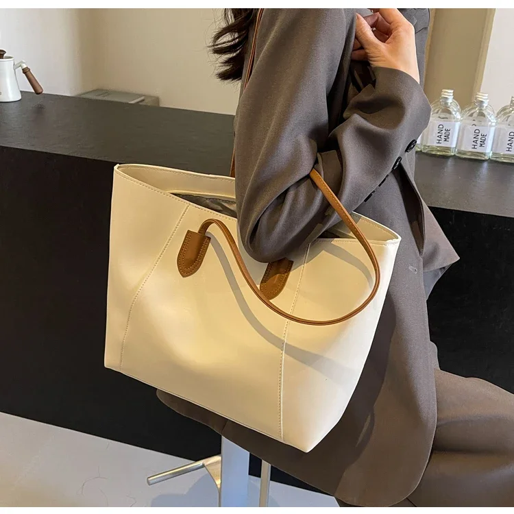 Hot Selling Light Luxury Sewing Thread PU Zipper Women's Handbag High Quality Fashionable Commuting Women's Shoulder Bag