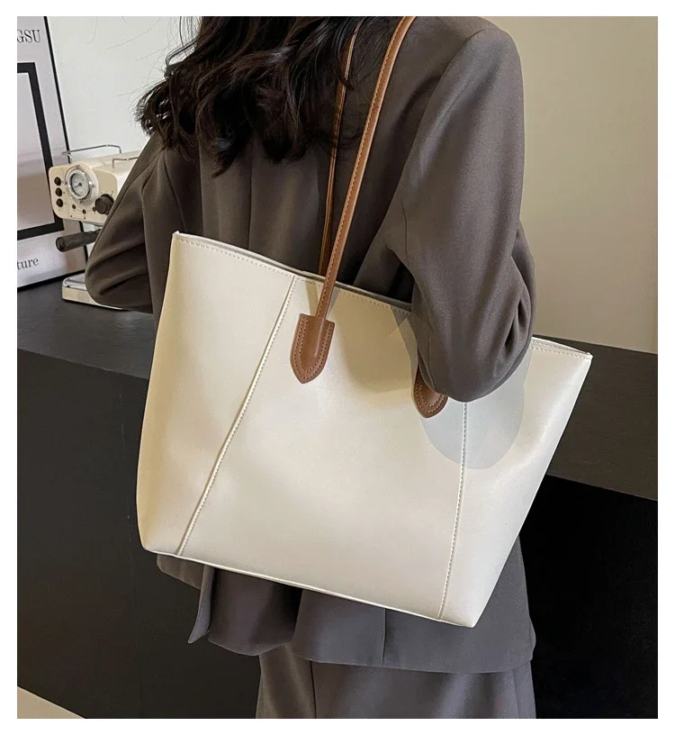Hot Selling Light Luxury Sewing Thread PU Zipper Women's Handbag High Quality Fashionable Commuting Women's Shoulder Bag