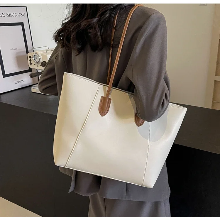 Hot Selling Light Luxury Sewing Thread PU Zipper Women's Handbag High Quality Fashionable Commuting Women's Shoulder Bag