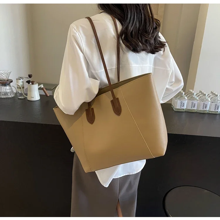 Hot Selling Light Luxury Sewing Thread PU Zipper Women's Handbag High Quality Fashionable Commuting Women's Shoulder Bag