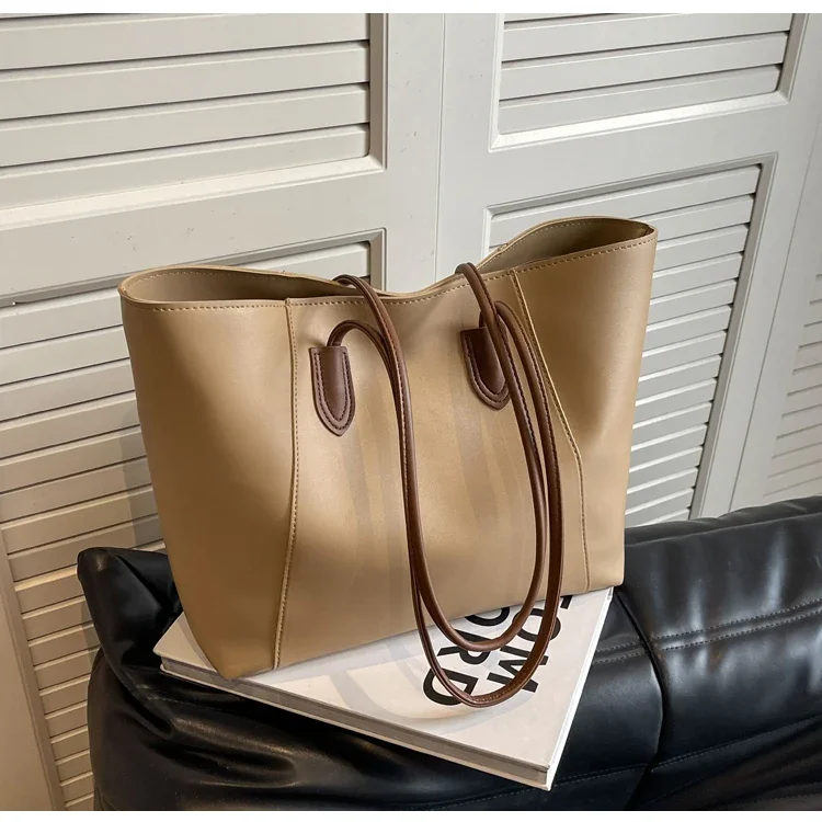 Hot Selling Light Luxury Sewing Thread PU Zipper Women's Handbag High Quality Fashionable Commuting Women's Shoulder Bag
