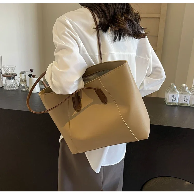 Hot Selling Light Luxury Sewing Thread PU Zipper Women's Handbag High Quality Fashionable Commuting Women's Shoulder Bag
