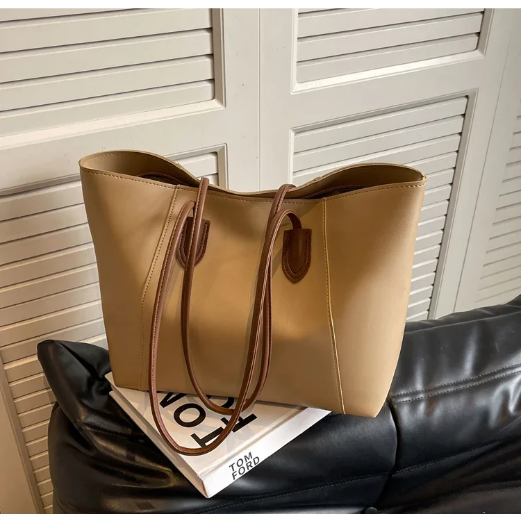 Hot Selling Light Luxury Sewing Thread PU Zipper Women's Handbag High Quality Fashionable Commuting Women's Shoulder Bag