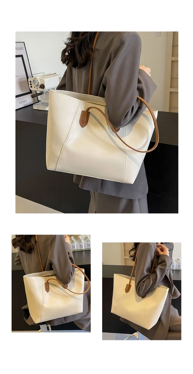Hot Selling Light Luxury Sewing Thread PU Zipper Women's Handbag High Quality Fashionable Commuting Women's Shoulder Bag