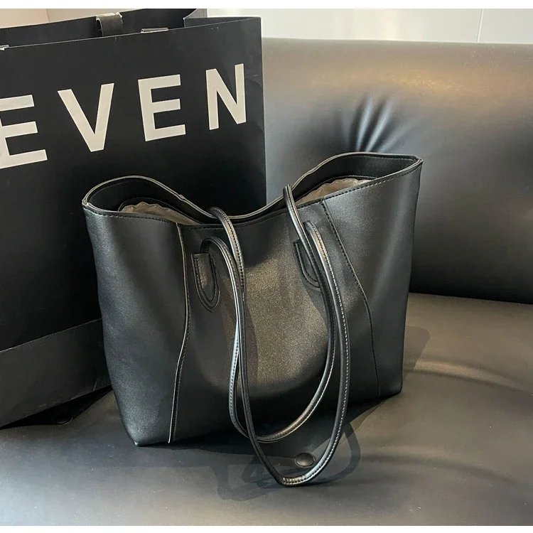 Hot Selling Light Luxury Sewing Thread PU Zipper Women's Handbag High Quality Fashionable Commuting Women's Shoulder Bag
