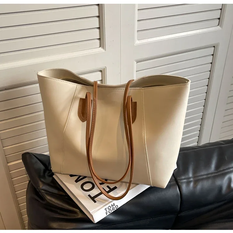 Hot Selling Light Luxury Sewing Thread PU Zipper Women's Handbag High Quality Fashionable Commuting Women's Shoulder Bag