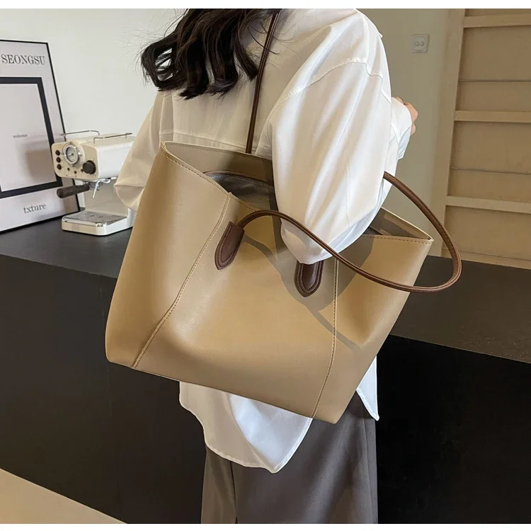 Hot Selling Light Luxury Sewing Thread PU Zipper Women's Handbag High Quality Fashionable Commuting Women's Shoulder Bag