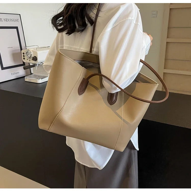 Hot Selling Light Luxury Sewing Thread PU Zipper Women's Handbag High Quality Fashionable Commuting Women's Shoulder Bag