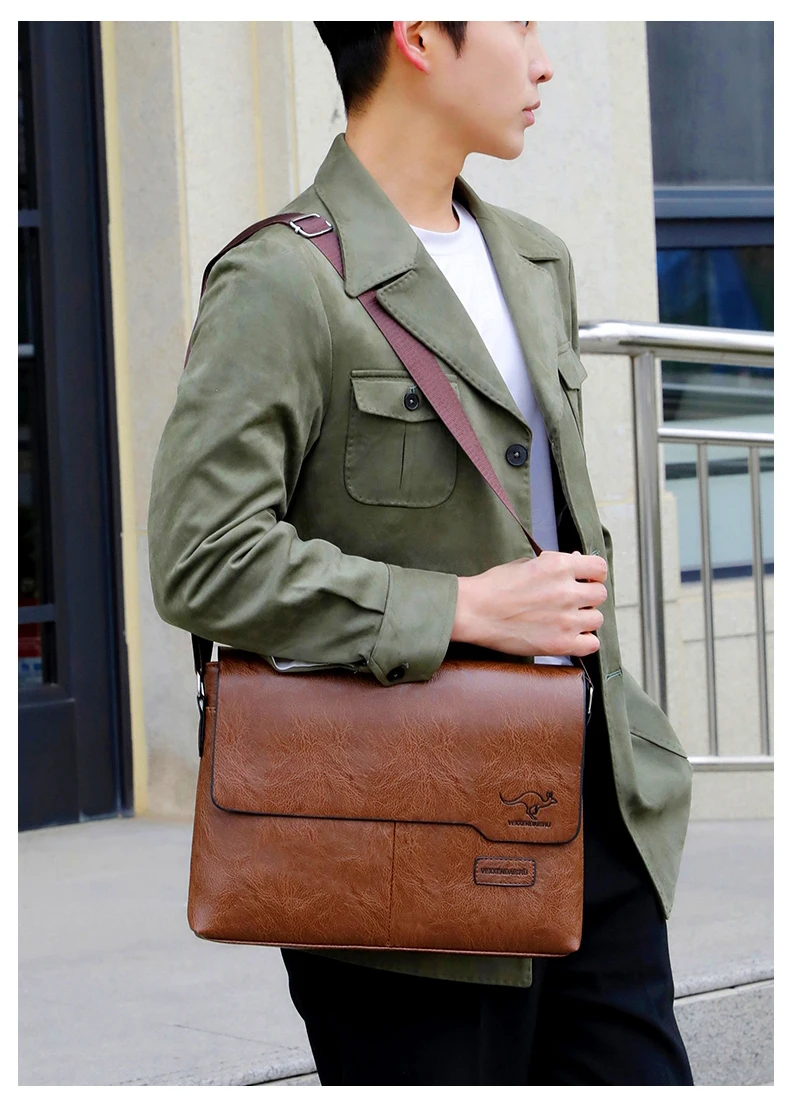 Luxury Brand Men Shoulder Bag For IPAD Leather Business Handbag Men Messenger Bag Large Side Sling Bag Fashion Man Crossbody Bag