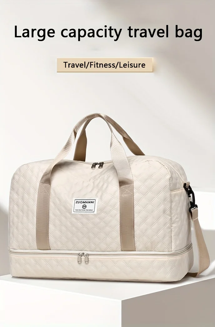 Casual Nylon Travel Luggage Bag, Large Capacity Sports and Fitness Storage, Multi Pocket Portable Weekender Overnight Bag