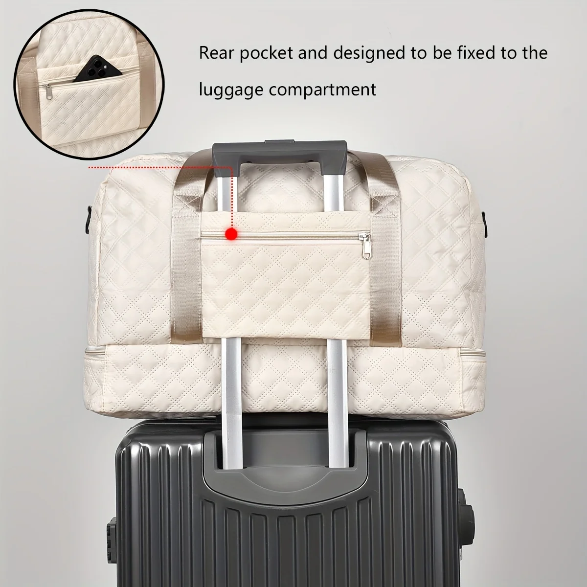 Casual Nylon Travel Luggage Bag, Large Capacity Sports and Fitness Storage, Multi Pocket Portable Weekender Overnight Bag