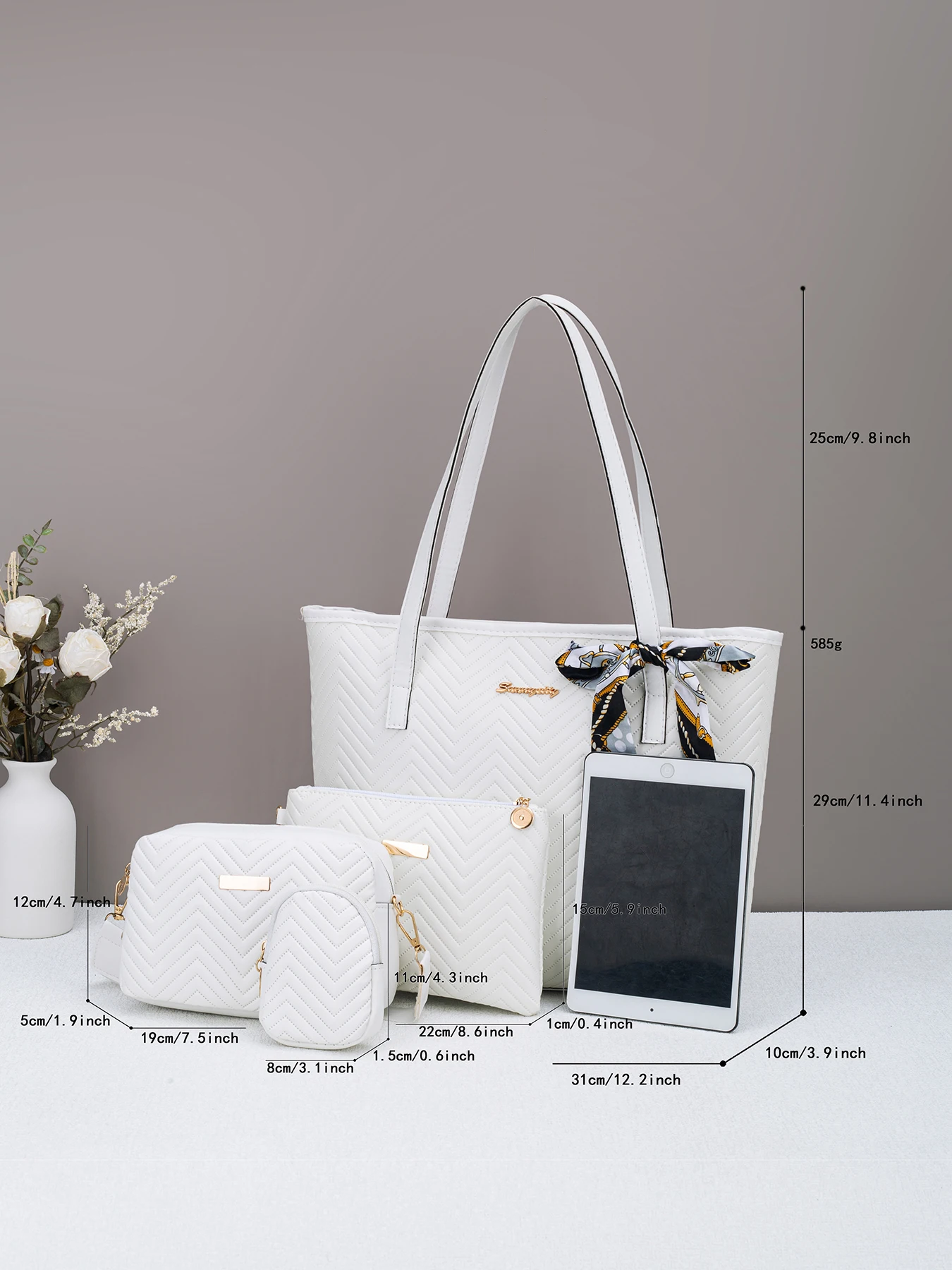 Wave pattern daily commuting large capacity tote bag handbag four piece set fashion trend personality change camera bag