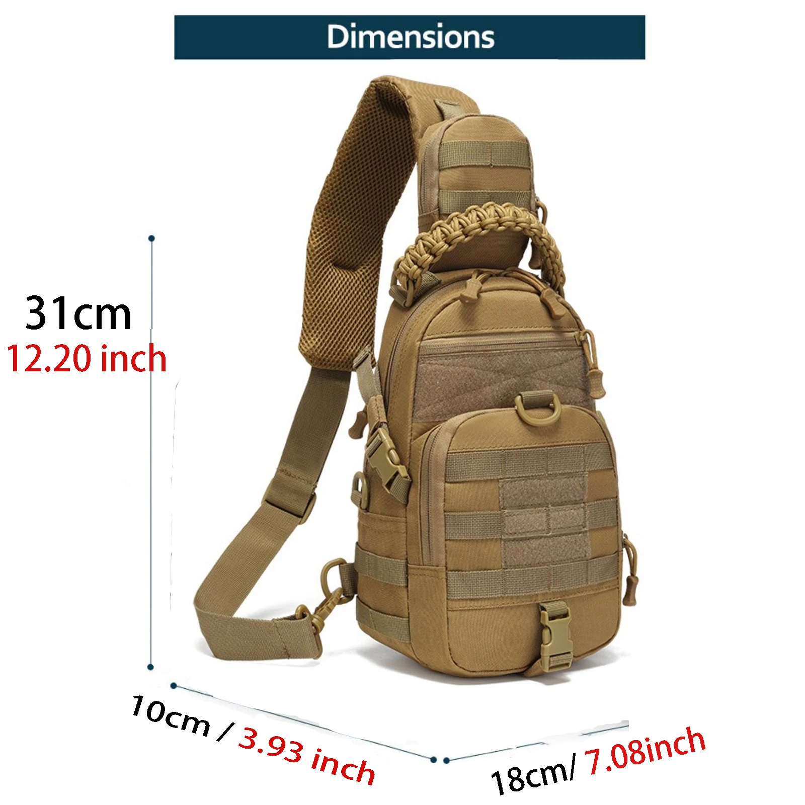 THURAM Chest Pack Travel Crossbody Bag Tactical Messenger Bag for Men Nylon Military Sling Backpack MOLLE System