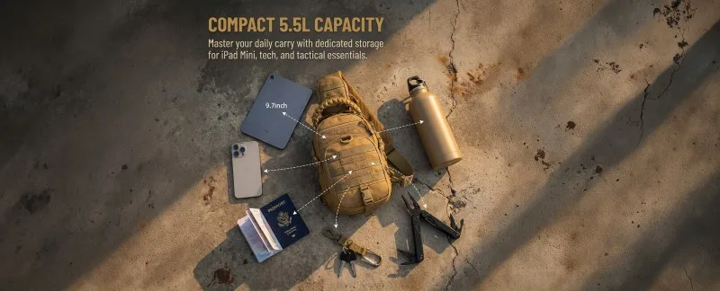 THURAM Chest Pack Travel Crossbody Bag Tactical Messenger Bag for Men Nylon Military Sling Backpack MOLLE System