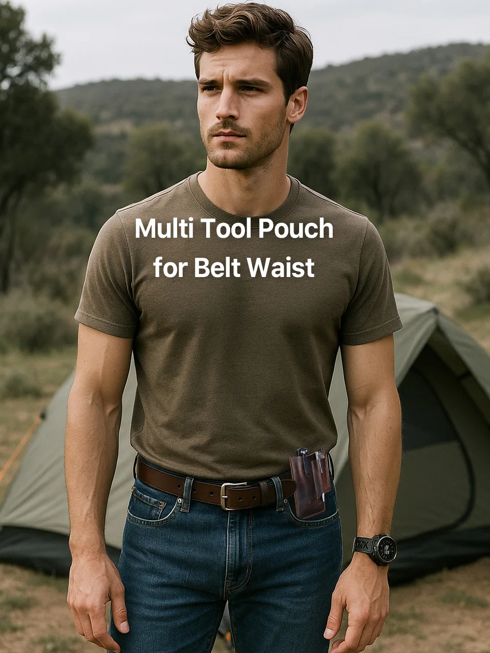 Hiram Tactical Multi Tool Belt Leather Bag Portable Tool Storage Bag Holster Outdoor Camping Hunting Waist Pocket