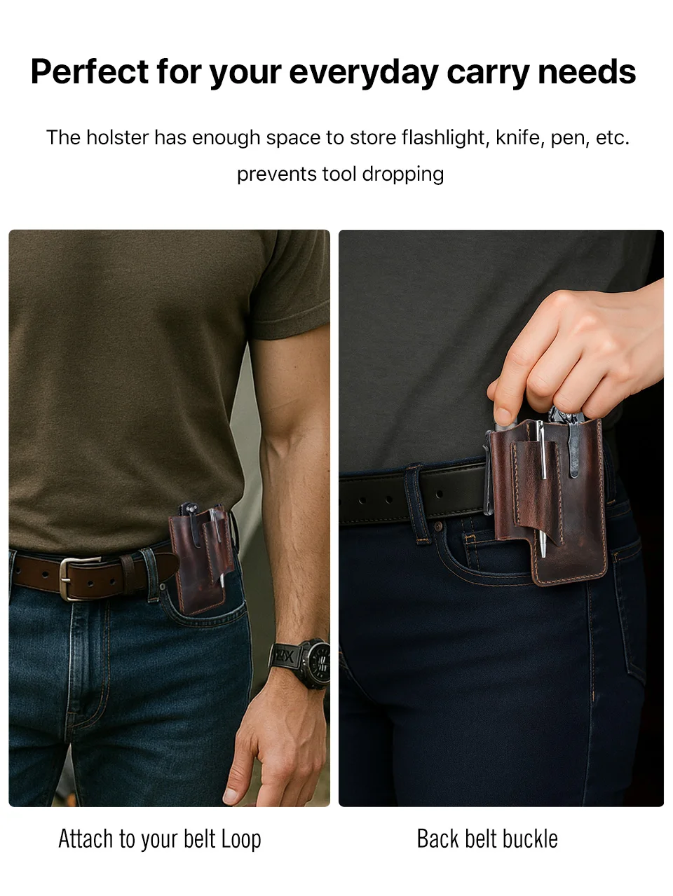 Hiram Tactical Multi Tool Belt Leather Bag Portable Tool Storage Bag Holster Outdoor Camping Hunting Waist Pocket