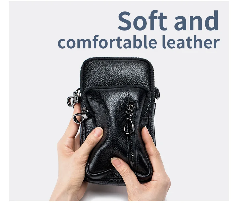 Lightweight Crossbody Messenger Bag, Women's Cow Leather Small Shoulder Purse, Multi Compartment Pocket, Vertical Phone Bag