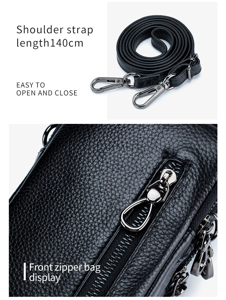 Lightweight Crossbody Messenger Bag, Women's Cow Leather Small Shoulder Purse, Multi Compartment Pocket, Vertical Phone Bag