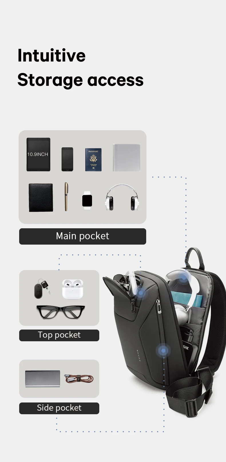 Bange Men's Shoulder Bags Crossbody Fanny Packs Luxury Waist Pack Bag Sling Men's Shoulder Bags Crossbody Outdoor Cycling Bag