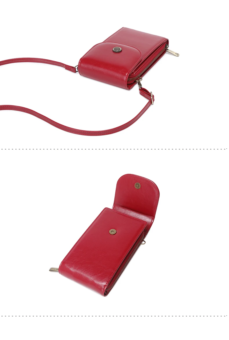 Retro Oil Wax Leather Mobile Phone Bag, RFID, Anti-theft, Brush, Vertical Shoulder Bag, Fashion Crossbody Wallet