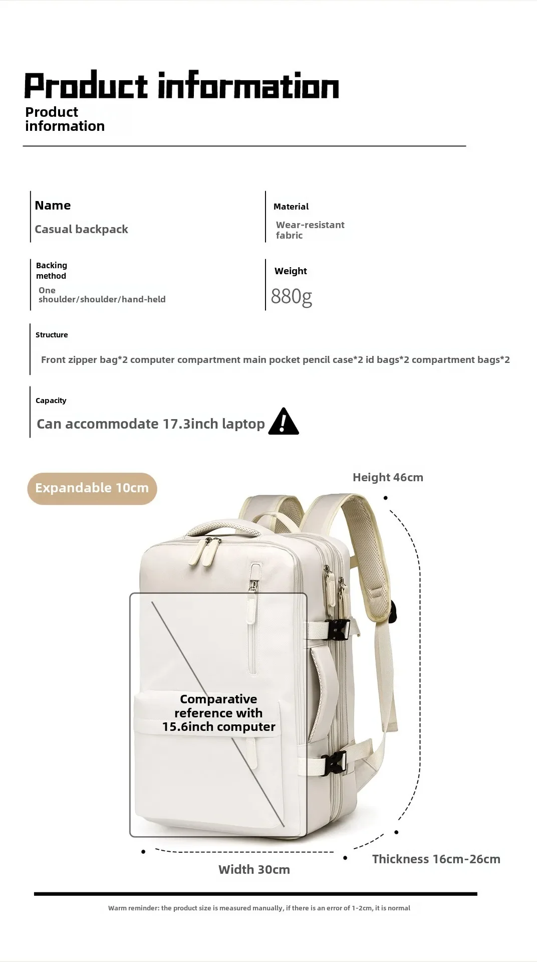 Backpack 45x30x25 Airplane, Cabin Hand Luggage Backpack, Laptop Backpack for Aeroplane Travel, School Backpack, Men Women's Bag