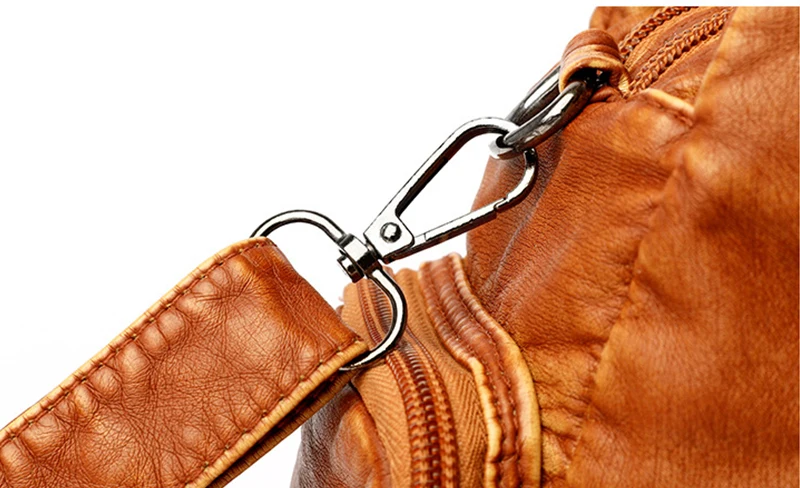 Yogodlns Vintage Soft PU Leather Shoulder Bag Women Large Capacity Handbag Fashion Crossbody Bag Stitching Color Handle Bag sac