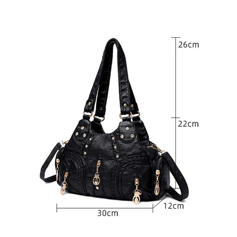 Yogodlns Vintage Soft PU Leather Shoulder Bag Women Large Capacity Handbag Fashion Crossbody Bag Stitching Color Handle Bag sac