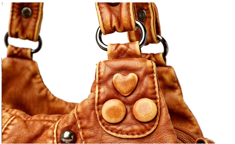 Yogodlns Vintage Soft PU Leather Shoulder Bag Women Large Capacity Handbag Fashion Crossbody Bag Stitching Color Handle Bag sac