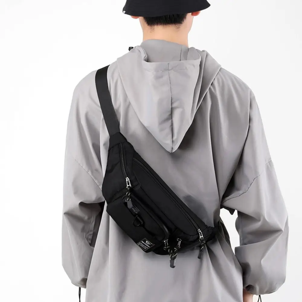 Casual Nylon Men Waist Fanny Pack Solid Color Multi-Pocket Sling Chest Bag Anti-theft Large-capacity Male Pouch Purse
