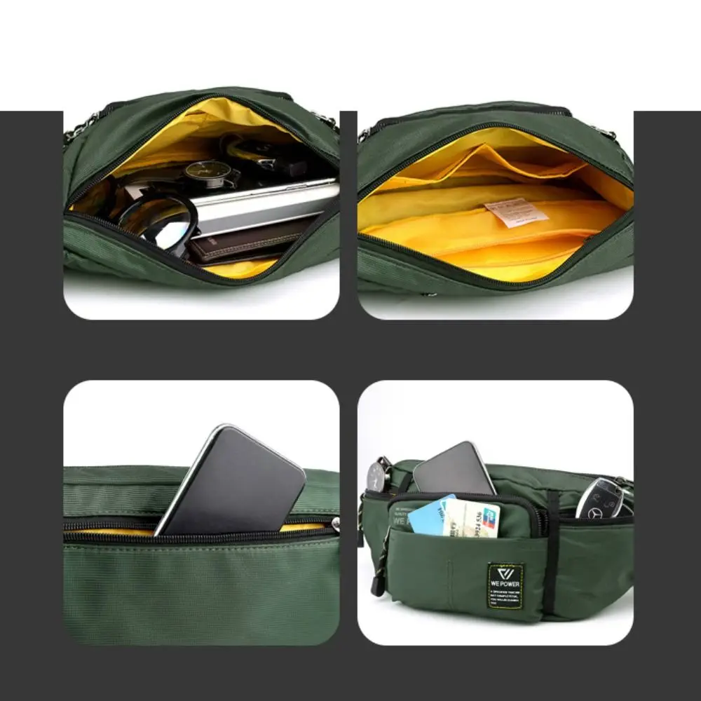 Casual Nylon Men Waist Fanny Pack Solid Color Multi-Pocket Sling Chest Bag Anti-theft Large-capacity Male Pouch Purse