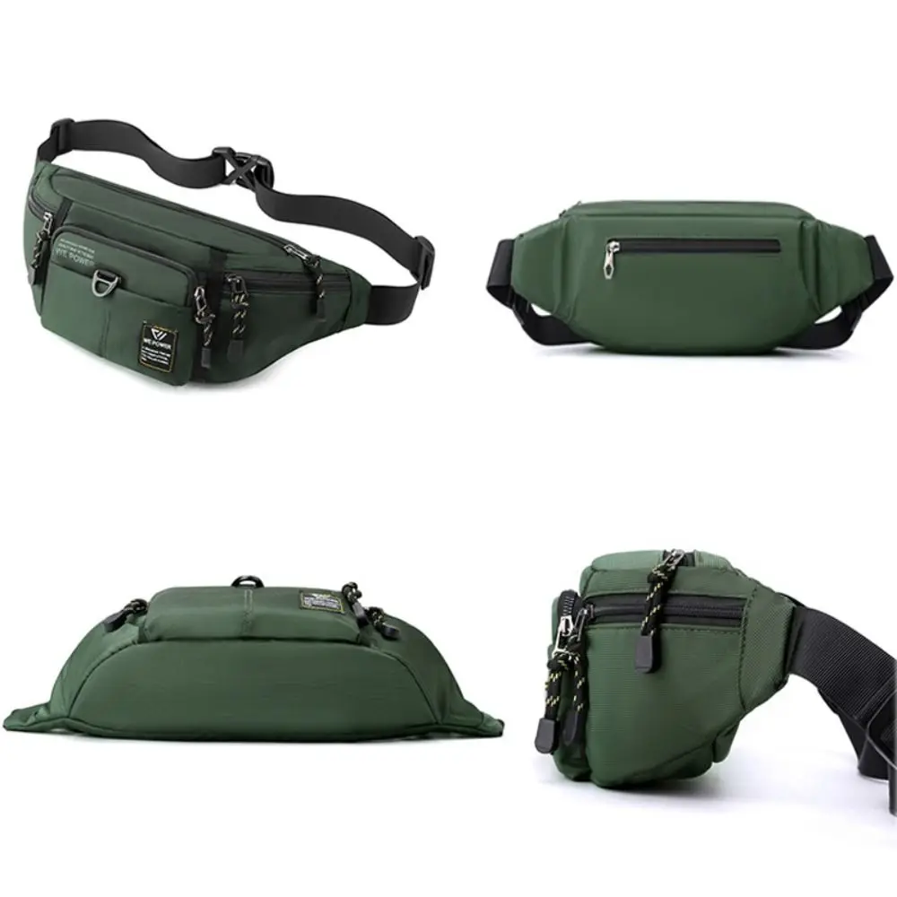 Casual Nylon Men Waist Fanny Pack Solid Color Multi-Pocket Sling Chest Bag Anti-theft Large-capacity Male Pouch Purse
