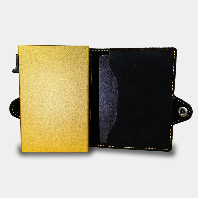 CASEKEY Men Wallet Billetera RFID Blocking Pop Up Credit Card Holder Mini Purse Pu Leather Cardholder Tarjetero with Coin Purse