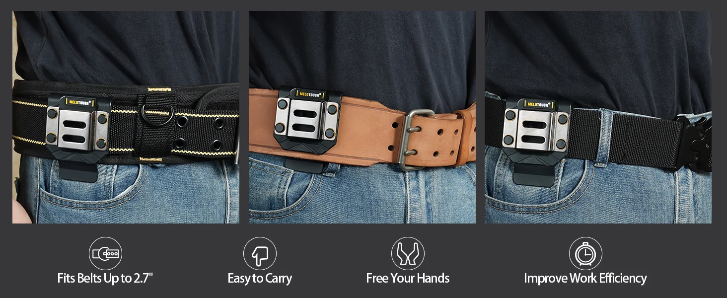MELO Drill Holder Belt Clip,Heavy Duty Tape Measure Belt Holder for Cordless Drill,Hammer ,Tape Measure,Tools with Hanger Clips