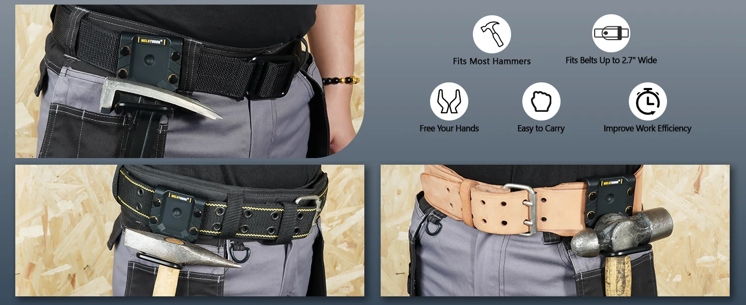 MELO Drill Holder Belt Clip,Heavy Duty Tape Measure Belt Holder for Cordless Drill,Hammer ,Tape Measure,Tools with Hanger Clips