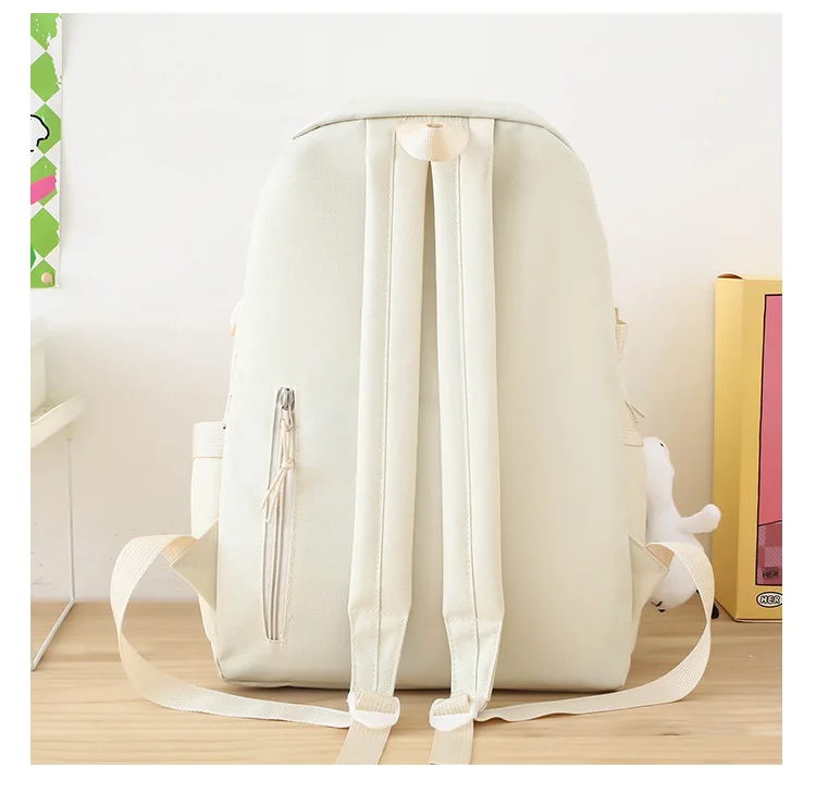 5-piece Set of Free Pendants Forest Style Korean Version Casual Harajuku Student Backpack for High School Girls Large Capacity