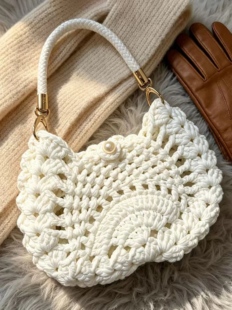 Women's Handbag, Bohemian Style Bag, New Handmade Crochet Bag, Commuter Bag, Cosmetic Bag, Portable Bag, Beach Bag
