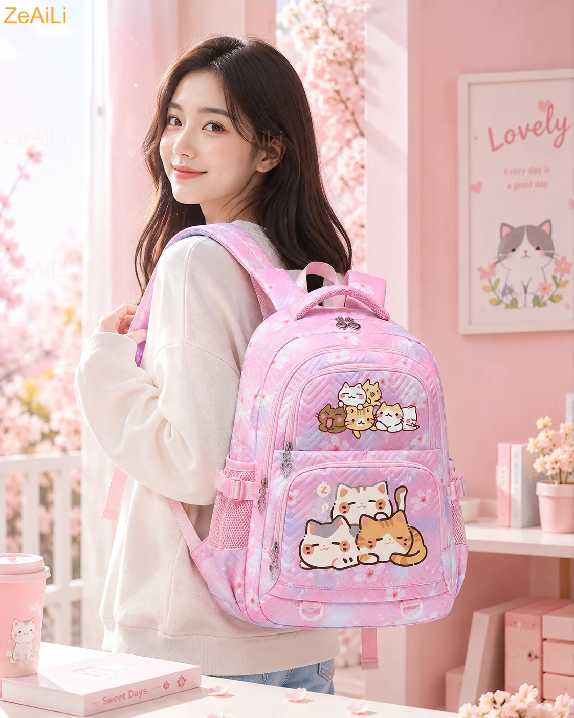 Cute Cat Dog Themed Casual Waterproof Women Backpack Female Travel Bag Backpacks Schoolbag for Teenage Girls Bookbag Mochila