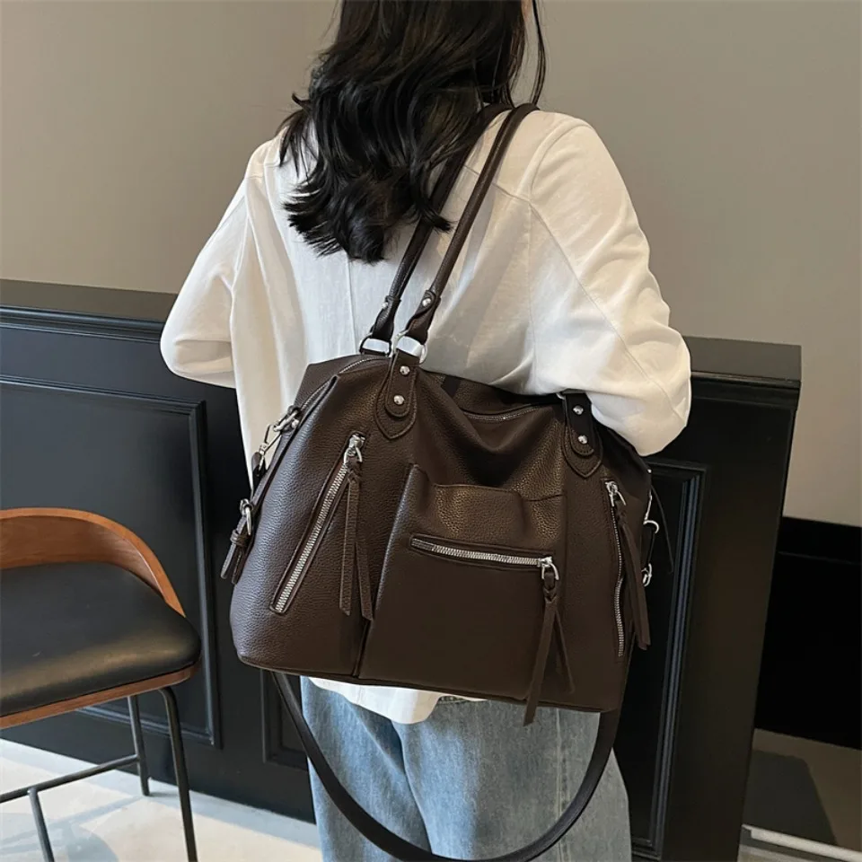 High Quality Soft Leather Crossbody Shoulder Bag for Women Luxury Brand Designe Casual Daily Use Casual Tote Bag Winter Style