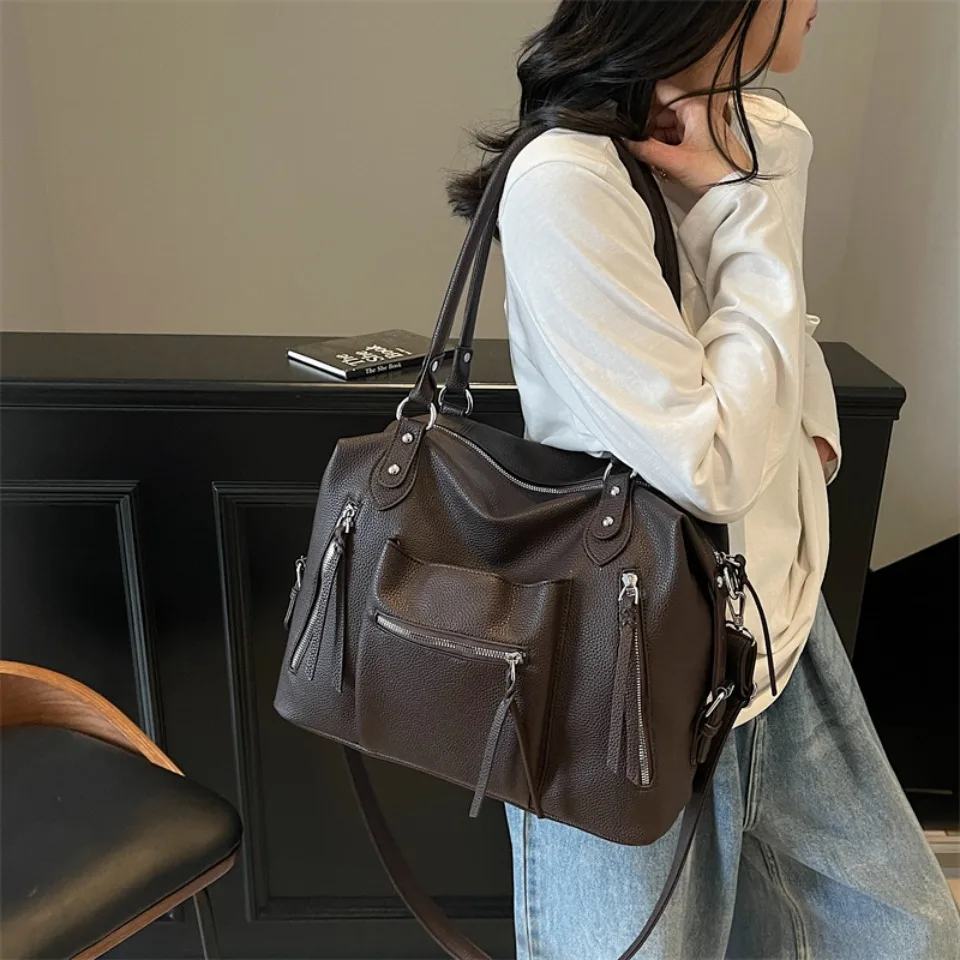 High Quality Soft Leather Crossbody Shoulder Bag for Women Luxury Brand Designe Casual Daily Use Casual Tote Bag Winter Style