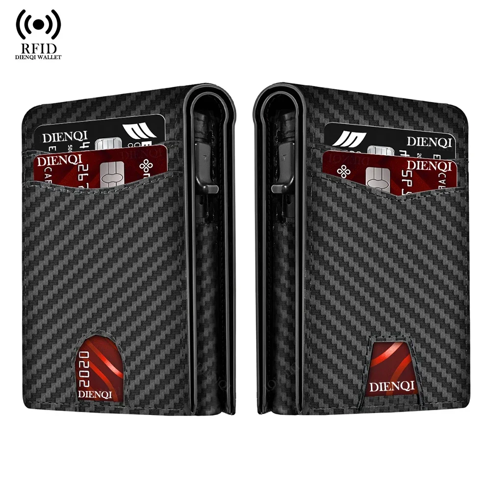 Rfid High Quality Business Credit Card Holder Men Wallets Carbon Fiber Pocket Wallet Bank Cardholder Mini Bag Walet Gift for Men