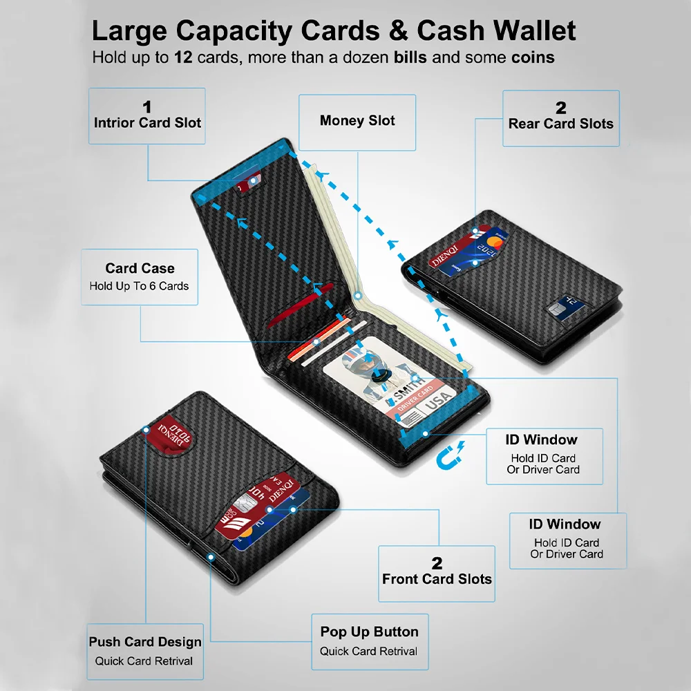 Rfid High Quality Business Credit Card Holder Men Wallets Carbon Fiber Pocket Wallet Bank Cardholder Mini Bag Walet Gift for Men