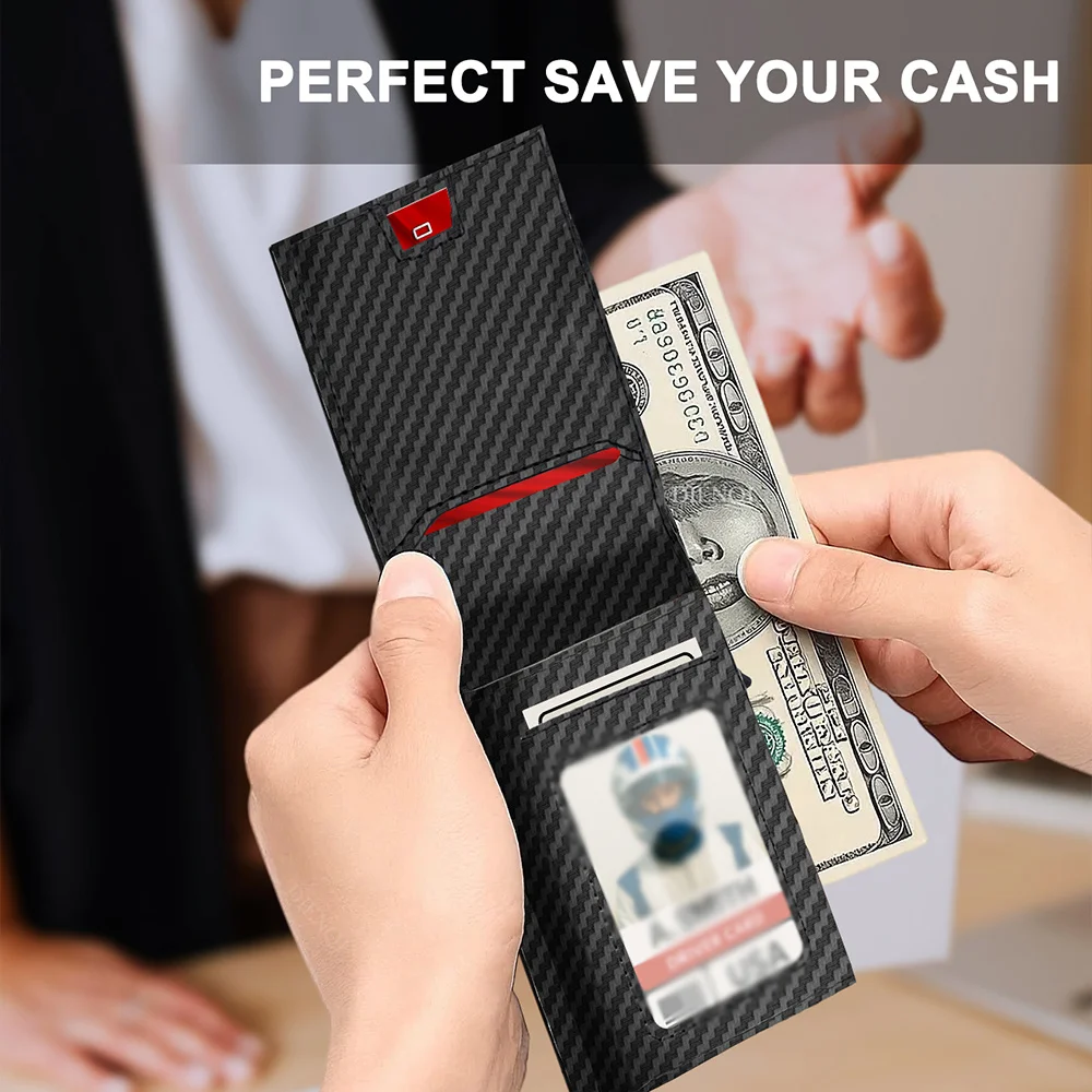 Rfid High Quality Business Credit Card Holder Men Wallets Carbon Fiber Pocket Wallet Bank Cardholder Mini Bag Walet Gift for Men
