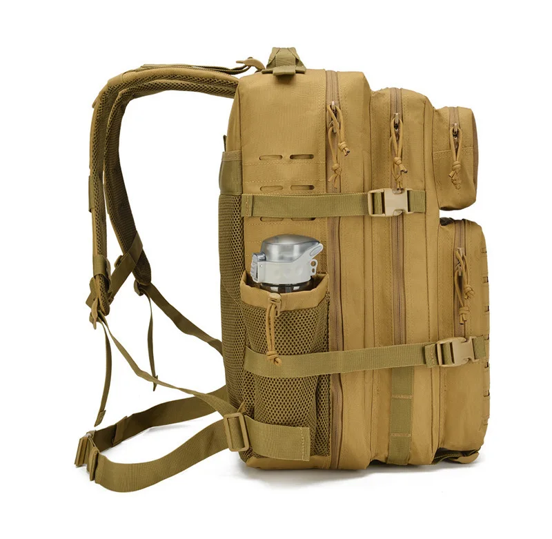 45L Men's Outdoor Backpack Molle Hiking with Bottle Stand Outdoor Hiking Bag Fitness Backpack