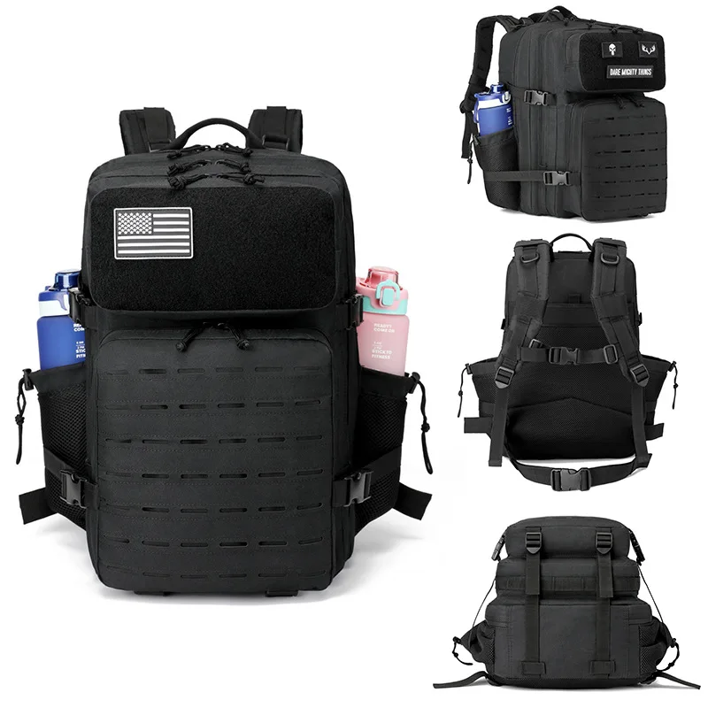 45L Men's Outdoor Backpack Molle Hiking with Bottle Stand Outdoor Hiking Bag Fitness Backpack
