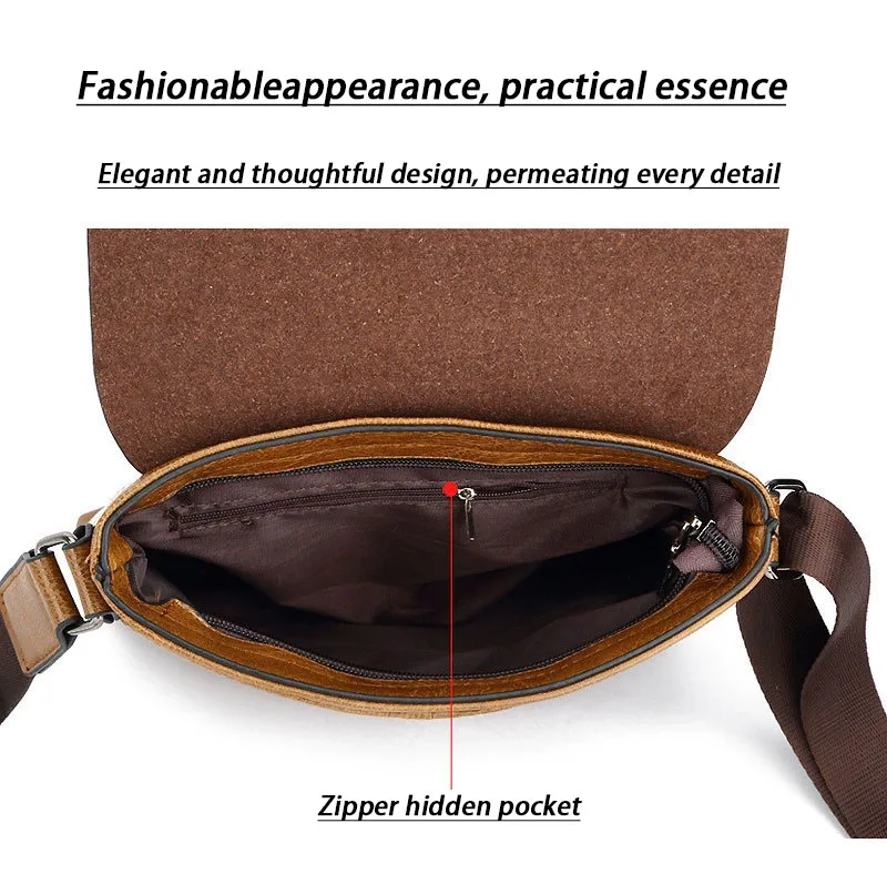 Vintage Men's Crossbody Bag, New Trendy Men's Bag Exported to Southeast Asia, Europe and America, Urban Leisure Travel Shoulder